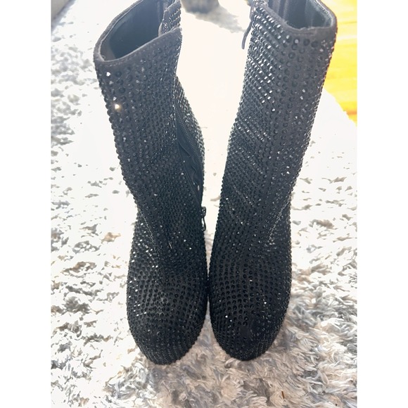 Lemon Drop Octavio Black Bling Platform Chunky Heel Boots 5.5 High Streetwear - Picture 6 of 8